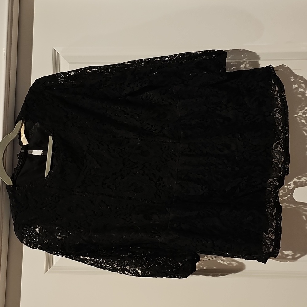 Andre Black Lace Peplum Top